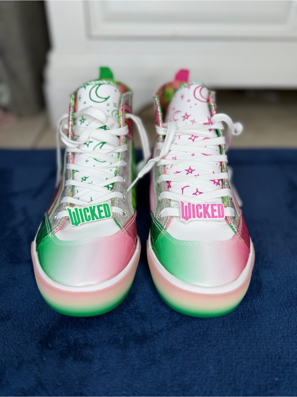 Wicked Gradient High-Top Sneakers — Green & Pink